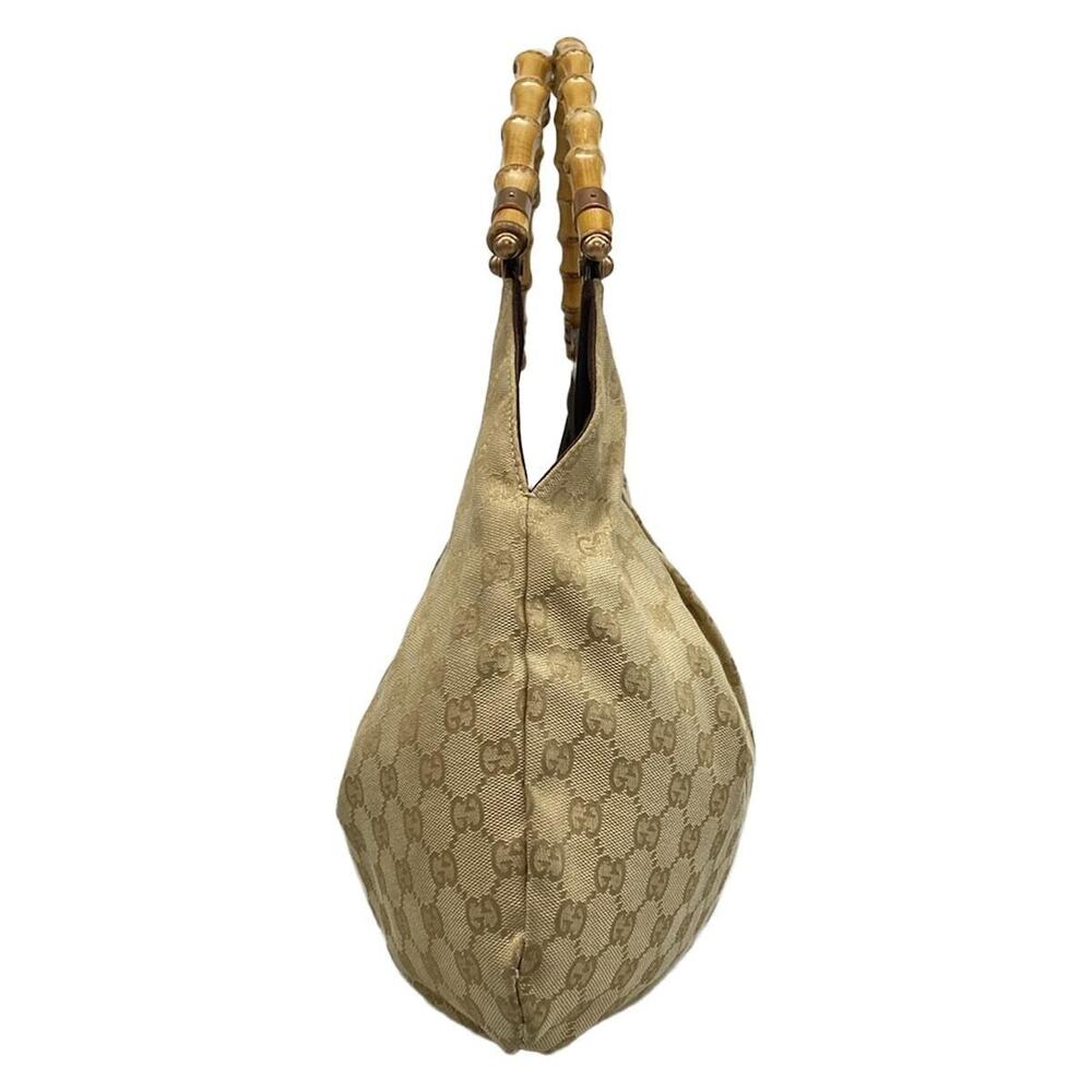 Gucci Studs Beige Shoulder Leather Brown GG Bamboo Bag